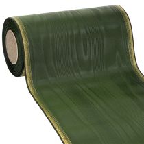 Itens Fita decorativa em moiré verde-escura de 200 mm com borda perolada e trama de tafetá - fita decorativa para arranjos florais em celebrações e funerais, 25 m