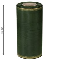 Itens Fita decorativa em moiré verde-escura de 200 mm com borda perolada e trama de tafetá - fita decorativa para arranjos florais em celebrações e funerais, 25 m