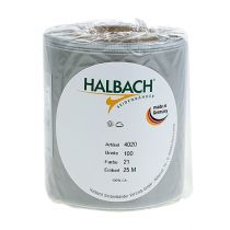 Itens Fita de cetim prateada para coroas de flores, 100 mm de largura, 25 m de comprimento, para coroas de flores fúnebres, coroas memoriais e aniversários, resistente às intempéries e compostável.