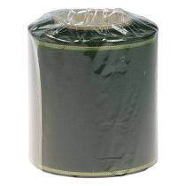 Itens Fita elegante verde moiré com borda dourada, 100 mm x 25 m, para arranjos florais e decoração de funerais.