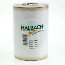 Itens Fita elegante em moiré com borda dourada, ideal para decoração de casamento ou como fita de luto, na cor branca, 150 mm x 25 m.