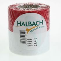 Itens Fitas de guirlanda moiré brancas e vermelhas de 100 mm