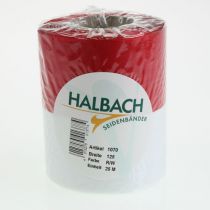 Itens Fita de guirlanda moiré branca e vermelha, 125 mm - fita de luto, fita decorativa, fita para laços, fita festiva, rolo de 25 m