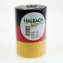 Itens Fitas para coroa de flores em moiré, 150 mm, nas cores preto, vermelho e dourado, com efeito moiré francês, rolo de 25 m para decoração e serviços funerários.