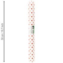 Itens Papel Crepom com Corações Crepe Florista Dia das Mães Vermelho, Branco 50×250cm