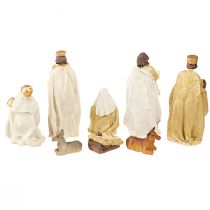 Itens Conjunto de figuras de presépio com 8 figuras creme dourado pintadas à mão 6-12,5 cm
