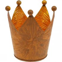 Itens Suporte de luz de chá coroa decoração de metal com aparência de ouro ferrugem H11cm