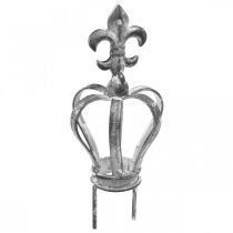 Coroa plug decorativa em metal cinza, branco lavado Ø6,5cm Alt 12cm