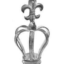 Coroa plug decorativa em metal cinza, branco lavado Ø6,5cm Alt 12cm