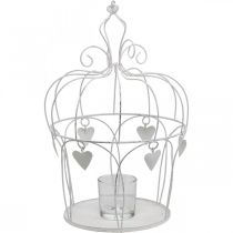 Coroa com decoração de coração, suporte para vela, branco chique shabby chic Ø19cm A28,5cm