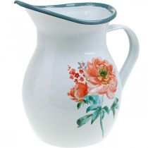Jarro decorativo, jarra de flores look vintage, jarro esmaltado com motivo rosa Alt. 19cm