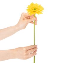 Itens Flores artificiais de gérbera, amarelo ensolarado, flor de jardim, 47 cm, 6 peças