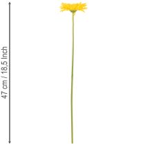 Itens Flores artificiais de gérbera, amarelo ensolarado, flor de jardim, 47 cm, 6 peças