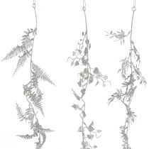 Itens Guirlanda artificial com glitter prateado guirlanda de folhas de samambaia 180 cm 3 unidades