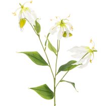 Itens Flor artificial Gloriosa, branca e amarela, elegante ramo florido para decoração, 80 cm, 3 peças.