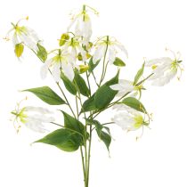 Itens Flor artificial Gloriosa, branca e amarela, elegante ramo florido para decoração, 80 cm, 3 peças.