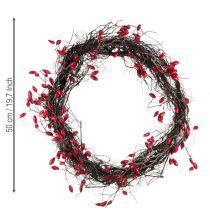 Itens Coroa de rosas artificiais decoração coroa de outono vermelha Ø50cm