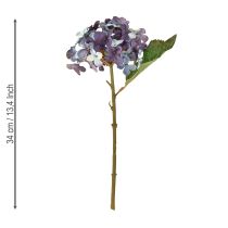 Itens Decoração de hortênsia artificial, flor artificial azul e roxa, 34 cm, 2 peças