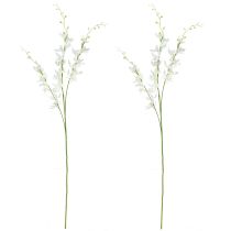 Itens Ramo de orquídea artificial flores brancas creme L90cm 2 unidades