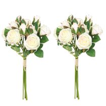 Itens Rosas Artificiais Buquê de Flores Artificiais Creme 36cm 12 unidades