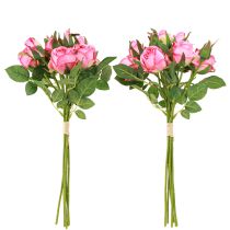 Itens Rosas artificiais em um buquê Flores artificiais rosa 36cm 12 unidades