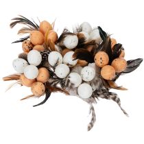 Itens Ovos de codorna artificiais, penas decorativas em um palito, 36 cm, 12 peças