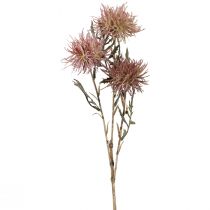 Itens Flores artificiais de knapweed outono 3 flores lilás 48cm