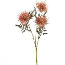 Flores artificiais de knapweed outono 3 flores vermelhas 48cm