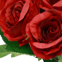 Itens Rosas artificiais em buquê vermelho 30 cm 10 unidades