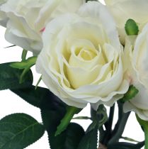 Itens Rosas artificiais em buquê branco 30 cm 8 unidades