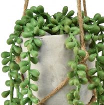 Itens Suculentas artificiais penduradas em pedra de cobra em vaso de cerâmica 40cm