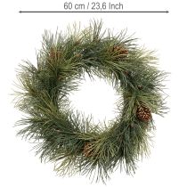 Itens Coroa artificial de ramos de pinheiro com pinhas, 60 cm