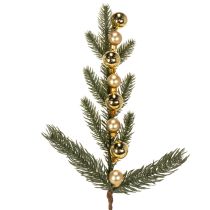 Itens Ramo de pinheiro artificial com mini enfeites de Natal dourados, 46 cm, 2 peças