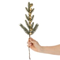 Itens Ramo de pinheiro artificial com mini enfeites de Natal dourados, 46 cm, 2 peças