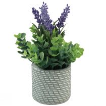 Itens Lavanda artificial em vaso de cerâmica roxo verde Alt.22cm