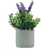 Itens Lavanda artificial em vaso de cerâmica roxo verde Alt.22cm