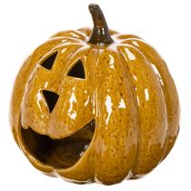 Itens Abóbora de cerâmica com rosto, decoração LED, Halloween, 19 cm