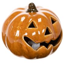 Itens Abóbora de cerâmica com LED para decoração de Halloween (pequena, 10 cm)