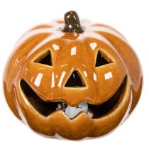 Itens Abóbora de cerâmica com LED para decoração de Halloween (pequena, 10 cm)