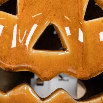 Itens Abóbora de cerâmica com LED para decoração de Halloween (pequena, 10 cm)