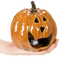 Itens Abóbora de cerâmica decorativa de Halloween com LED, 15 cm