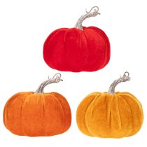 Itens Abóbora de tecido para decoração de mesa, decoração de outono, 13 cm, 3 peças