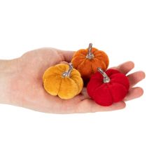 Itens Conjunto de abóboras decorativas em veludo em três cores, mini abóboras de 5 cm, 12 peças.