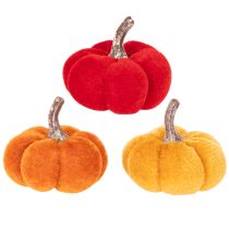 Itens Conjunto de abóboras decorativas em veludo em três cores, mini abóboras de 5 cm, 12 peças.