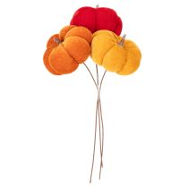Itens Abóbora decorativa em arame, decoração de outono, veludo, conjunto tricolor, 8 cm, 9 peças