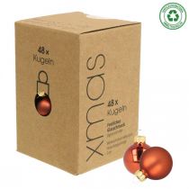 Itens Mini bolas de natal vidro ferrugem vermelho fosco/brilhante Ø2cm 44 unidades