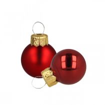 Mini bolas de natal vidro vermelho fosco/brilhante Ø2cm 44 peças