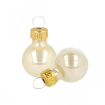 Mini bolas de natal vidro creme fosco/brilhante Ø2cm 44 peças