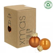 Itens Mini bolas de natal vidro laranja fosco/brilhante Ø2cm 44p