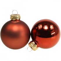 Itens Bolas de natal vidro ferrugem vermelho fosco/brilhante Ø4cm 60p